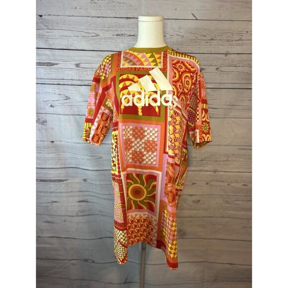 adidas Dresses & Skirts - Adidas x Farm Rio Solar Kaleidoscope Pink Graphic Dress Size S0